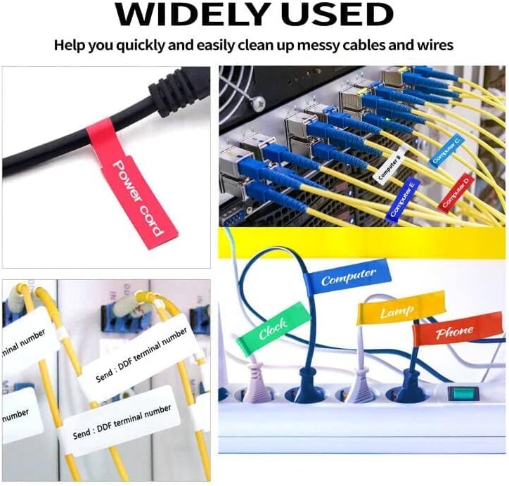 True-Ally 240 PCS Cable Labels, 8 Colors Waterproof Cable Tags Wire Labels for Cable Management, Cord Labels Can Write On, Self Adhesive Wire Labels Easy Handwriting. Cable Organiser