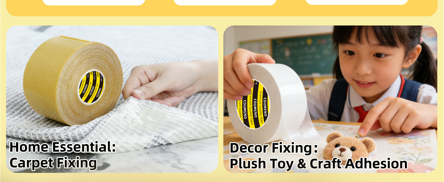 Double Sided Tape Heavy Duty Carpet Mesh Tape,1in x 66FT