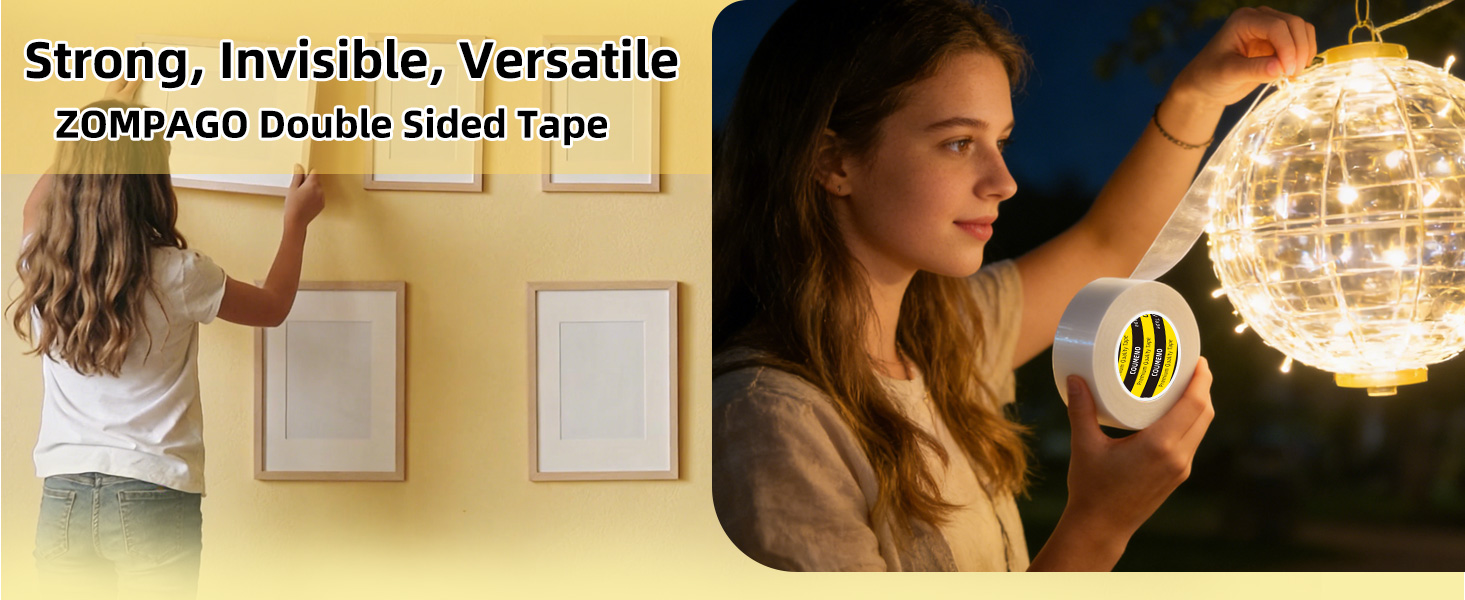 Double Sided Tape Heavy Duty Carpet Mesh Tape,1in x 66FT