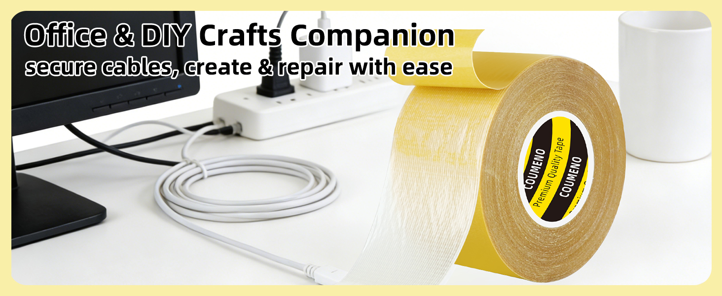 Double Sided Tape Heavy Duty Carpet Mesh Tape,1in x 66FT