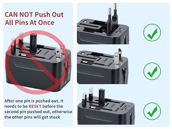 rts PD20W (2 Type C 2 USB) Travel Essentials Universal Travel Adapter with 1920W Heavy Duty Power Built in Dual USB & Type C Fast Charger Ports Plug International All in One Portable Travel Adapter