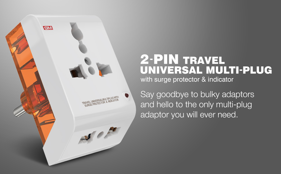 GM 6AMP 2-Pin Multi Plug Adapter | Universal Travel Adapter | Supports 2-Pin & 3-Pin Plugs | Multiple Charging Ports | Charge Smartphones, Laptops & Other Devices | Compact & Reliable | GM 3011
