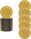 100 Pcs Charger Plates Bulk 13 Inch Round Plastic Charger Plates with Textured Edges for Table Setting, Elegant Decorative Dinner Plate Under Plate for Wedding Party Restaurant (Gold)