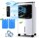COSTWAY Evaporative Air Cooler, 3-in-1 Swamp Cooler with Remote Control, 3-Mode, 3-Speed and 7.5H Timer Function, Portable Air Cooling Fan for Room Bedroom Home Office