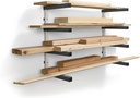 Bora 4-Level Lumber Storage Rack Wood and Garage Organization Space Saving Metal Shelf for Pipes, Boards, Plywood, and Building Materials - PBR-0420 White Gray