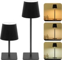 LUTEC 2 Pack Cordless Table Lamp,6000mAh Rechargeable Battery Operated Desk Lamp,Two Adjustable Heights,Waterproof, Touch Control & 3 Color Stepless Dimming for Restaurant/Bedroom/Bars/Outdoor (Black)