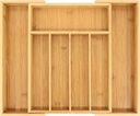 VaeFae Bamboo Drawer Organizer, Expandable Silverware Drawer Organizer, Cutlery Tray with Dividers for Kitchen Utensils, Medium