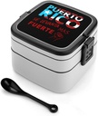 PR State Se Levanta Lunch Box with Handle Stackable 2 Layer Leak-Proof Bento Box Portable Food Containers for Unisex