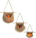 Hanging Produce Basket 3-tier Fruit Holder Woven Mesh Storage Basket for Kitchen