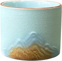 Generic Ceramic Mug Espresso Cup Abstract Pattern Traditional Chinese Yerba Mate Tea Cup Without Handle for Latte Cappuccino Sake Espresso, blue