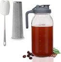 Cold Brew Coffee Maker, Iced Tea Maker, 64 Oz(2 Quart) Wide Mouth Glass Mason Jar Pour Spout Lid with Stainless Steel Filter for Iced Coffee, Ice Lemonade, Fruit Drinks