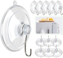 Hangerspace Suction Cup Hooks, 1.77 Inches Clear PVC Suction Cups with Metal Hooks Removable Small Suction Cups for Shower Bathroom Kitchen Wall Window Glass Door 12 Pack