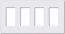 CML Decorator Screwless Wall Plate, 4-Gang Light Switch Covers, Decor Outlet Cover Plate, Standard Size 4.68”X 8.34”, Impact Resistant, White, UL Listed