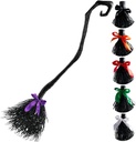 JOYIN 55'' Halloween Witch Broom Cane with Ribbons, Witches Broomstick for Kids Women Wizard Costume Parties, Photo Booth Accessory Stage Prop, Halloween Decorations