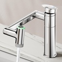 HOWUWEY 1080° Rotatable Single Hole Bathroom Vanity Faucet with Temperature Display, Height Adjustable Single Lever Bathroom Sink Faucet 1 Hole, LED Basin Faucet with Color Change (Chrome)