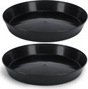 18 Inch (16.3 Inch Base) Case of 2 Plant Saucer - Black Polypropylene,Heavy Duty Indoor/Outdoor Tray and Drip Pan,Collects Flower Pot Excess Water Made in USA
