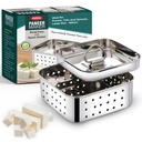 PANCA Otel inoxidabil Paneer Maker Mould Big Size, Paneer Press cu Lid, Tofu Press Mould Maker, Whey Seperator (Square, 550ml Capacitate)