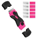 DEKEones Razor Blade Scracker, Double Edged Razorblade Scraping Tool cu 10 Pcs Razor Blades, Paint Scracker pentru sticla, Decals, Tint, Stickers, Labels, Caulk, Adhesive (Pink)