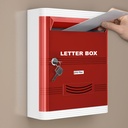 Cutie de sugestie Plantex / Durabila cutie de scrisori din plastic / Cutie de mail pentru poarta de pornire cu Key Lock / Crystal Box pentru Hotel / School / Office - (Red & White), Wall Montat