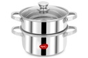 Pigeon by Stovekraft Steel X Steamer Inox Steel Inteligent Base, Modak Maker/Momo Maker, Dual Compartment with Glass Lid, 4.6L Capacity, Silver, 4.6 litri