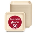 Farfurii de hârtie de unică folosință 6 inch, 50 Count, Square, Bej 