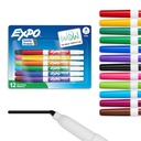 EXPO Dry Erase Markers, Ink Odor scăzut, Culori asortate, Sfat fin, 12 Conte - Înapoi la școală, profesor, clasă, Provizii de birou