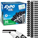 Expo Dry Erase Markers, Low Odor Ink, Negru, Daltă Sfat, 36 Count - Erase ușor, Ideal pentru clasă, Home, Office, Înapoi la școală, Provizii de profesori