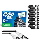EXPO Dry Erase Markers, Low Odor Ink, Negru, Daltă Sfat, 12 Conte - Whiteboard, Calendar, Organizarea, Provizii esențiale pentru birou, școală, clasă, profesori