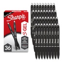 Sharpie S-Gel Pens, Medium Point (0,7mm), Black Gel Ink, 36 Count - Writing, Note-Taking, Office Provisions, No Smear, No Bleed