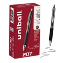 uniballTM 207 Gel Pens, Black Ink, 0.5mm Micro Point, Retractable, 12 Count