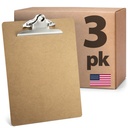 Officemate Clipboards din lemn reciclat, 3-Pack, 9x12.5-in, Rust-Resistant Clip