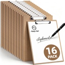HappyHapi 16 Pack Clipboard, 8.5x11 Clip Board vrac, lemn clipboard