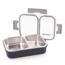 WARME BENTO Microwave-Safe din oțel inoxidabil Lunchbox cu 2 compartimente,bpa gratuit,Perfect pentru birou, școală, Travelling, 750ml-Grey