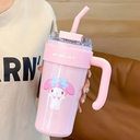 DOCAT 860ML din oțel inoxidabil Tumbler cu paie, Aspirat izolat de cafea Tumbler, Leakproof Wide Mouth Sipper Sticla cu paie, Hot și Cold Spintecător pentru sala de sport, birou, sport, Travel, Home (Pink-01)