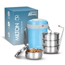 MILTON Electron Portable Electric Lunch Box I 3x360 ml din oțel inoxidabil Leagăre Proof Containere I Auto Shut Off I Cool Touch Shock Proof Body I Perfect pentru birou, Hostel, Travel I Blue