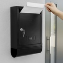 Plantex Letter Box/GI Steel Magazine Holder/Splicat Box & Sugestie Box pentru birou cu blocare securizată și chei/Știri Paper Holder/Post Box- (Black) Wall Mount