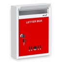 JD Fresh Wall Mount A4 Size Letter Box/Mail Box/Suggestion Box/Splaint Box for Office/Post Box for Home Gate with Clear Window View & Secure Key Lock - (Red & Ivory)