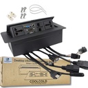 COOLCOLD 10 Module, Hidraulic 8 Cables Cubby Metal, Conectivitatea Mesei Soluţii, Flip-Top Module Hidden Desk Pop Up Box cu HDMI, VGA, Audio, LAN, Power & USB Port (Black) -1 Yr Garanţie