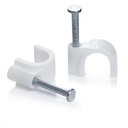 Hi-PLAST (7mm, Pack of 100) Clipuri de cablu cu unghii metalice - Heavy Duty Wire Fasteners, Organizatori de cabluri, Cleme rotunde pentru Wall-Mounted Cable Management, Sârme agățate, Home & Office Use