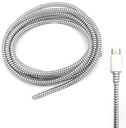 Protector spirală cablu 1.5 Contor - Încărcarea și cablul de date Maneca de protecție, Cord Saver coperta pentru sârmă de cască - PVC durabil, argint (Set de 3)
