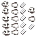 304 sârmă din oțel inoxidabil Rope accesorii Set M6 Clemă Clemă argint degetar și aluminiu Crimping Loop pentru 1/4 sârmă de inch cablu de cabluri Rigging