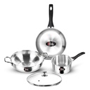 Milton Pro Cook 3-Layer Triply Gross Bottom I Induction Cookware & Gas Stove Friendly Snick Steel 4 PC Kitchen Set 