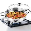 MILTON Pro bucătar 3-Layer Triply Gross Bottom I Induction Cookware & Gas Stove Friendly Sickle Steel Kadhai cu Glass Lid 28cm 