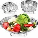 Cos cu aburi de legume Jig-Tik, Premium din oțel inoxidabil Veggie Steamer Baschet - pliere Steamers extensibile la fits Dimensiune diferite Pot (5.5 Inch la 10.5 Inch)