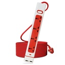 MX 4-Way Power Strip cu Sockets Universale, Comutatoare individuale, 2 Porturi de încărcare USB, Heavy Duty Surge Protector cu Extensie Cord, Multi Outlet Power Strip, Outlet Extender