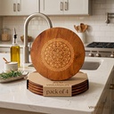Rotund din lemn Trivet,Locul Mate Set de 4 (20cm) 