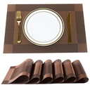 P-Plus International Placemats Place Mats for Kitchen Dining Table, Heat-Resistant StainAnti-Skid Mats de masă din PVC, Vinyl Dinner Mats (Brown, 6 Pack)