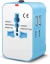 rts High Speed Travel Essentials Încărcător de perete Dual USB Universal Travel Adapter International All in One Worldwide Travel Multi Plug Adapter for USA EU UK AUS Cell Phone Laptop smart Phone (Blue)