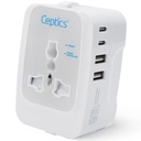 Adaptor universal pentru încărcător septic, 5 în 1 Adaptor universal de călătorie de tip C, 17W Adaptor universal de călătorie All in One, Universal Travel Essentials with 2 USB A, 2 USB-C 3.4A Adaptor universal, White