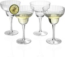 Radial Ray Margarita Glasses 11 oz. Set of 4 with Long Stem for Cocktails